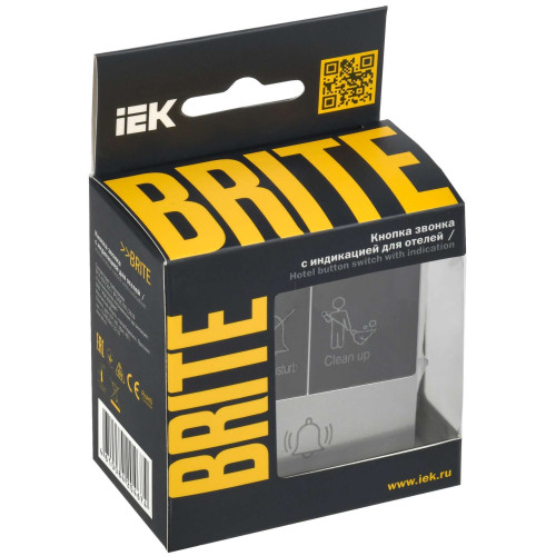 BRITE Кнопка звонка с индикацией для отелей 10А ВС10-1-9-БрА алюминий IEK