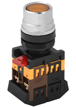 Кнопка ABLF-22 желтый d=22мм неон/240В 1з+1р IEK