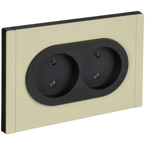 FORTE&PIANO Розетка 2-местная без заземления без защитных шторок безвинтовое крепление 10А FP826M металл серый сланец IEK