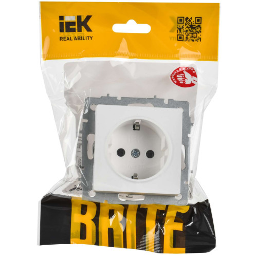 BRITE Розетка 1-местная с заземлением без защитных шторок 16А РС11-1-0-БрАБ арктический белый IEK
