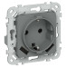 FLITE Розетка 1-местная с заземлением с защитными шторками 16А с USB A+A 3,1А РСЮша11-0-ФлМА мокрый асфальт IEK
