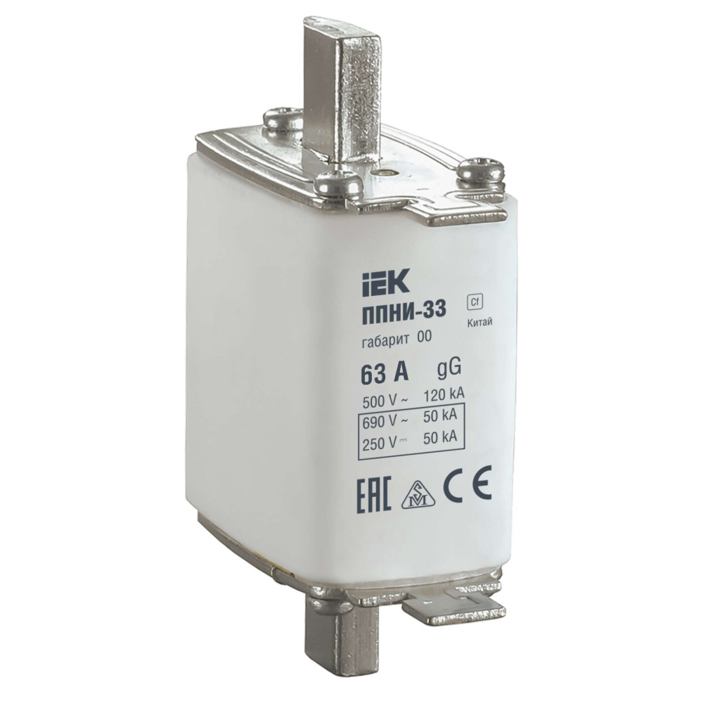 Плавкая вставка предохранителя ППНИ-33 габарит 00 63А IEK Плавкая вставка предохранителя ППНИ-33 габарит 00 63А IEK