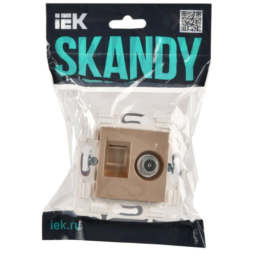 SKANDY Розетка двойная TV+RJ45 кат.6 SK-A15Sa песочный IEK