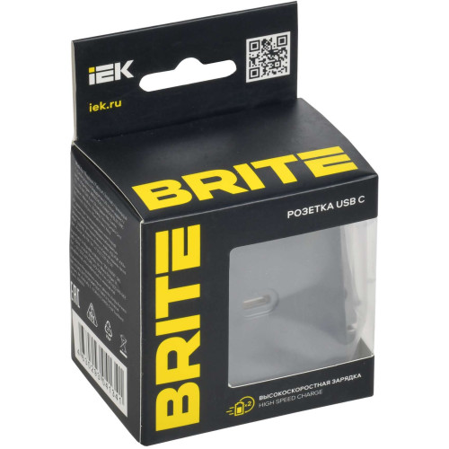 BRITE Розетка USB C 65Вт высокоскоростная зарядка РЮ12-1-БрМ маренго IEK