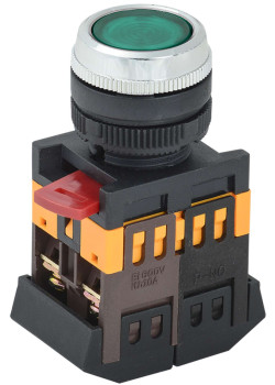 Кнопка ABLFS-22 зеленый d=22мм неон/240В 1з+1р IEK