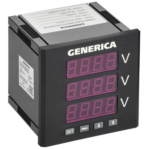 Вольтметр цифровой щитовой трехфазный 96х96мм LED GENERICA