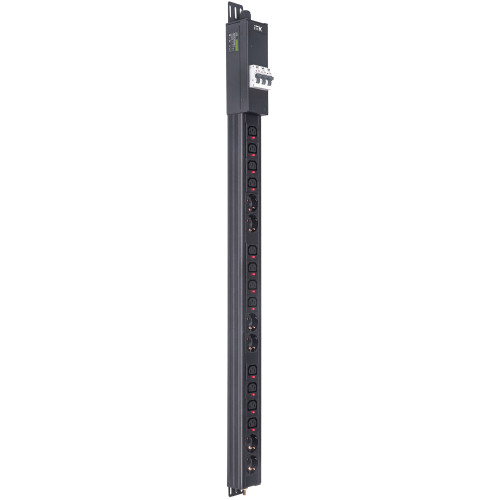ITK BASE PDU вертикальный PV1114 24U 3 фазы 16А 6 розеток SCHUKO (немецкий стандарт) + 12 розеток C13 с клеммной колодкой и кабелем 3м вилка IEC60309 (промышленная)