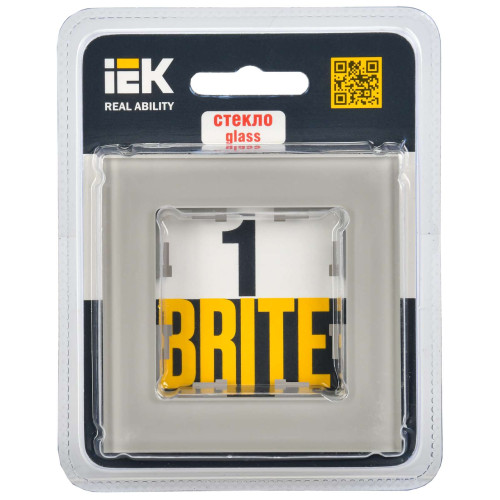 BRITE Рамка 1 -местная РУ-1-2-БрД стекло дымчатый IEK