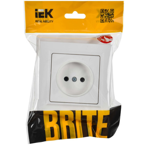 BRITE Розетка 1-местная без заземления без защитных шторок 10А в сборе РСР10-1-0-БрАБ арктический белый IEK