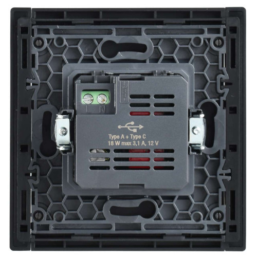 FORTE&PIANO Розетка USB A+C 18Вт FP551 сталь IEK
