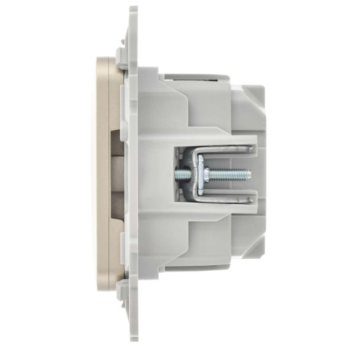 FLITE Розетка с заземлением с защитными шторками безвинтовое крепление 16А РСш11-1-ФлШ шампань IEK