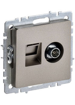 BRITE Розетка двойная TV+RJ45 кат.5E РТВ/РК12-БрШ шампань IEK