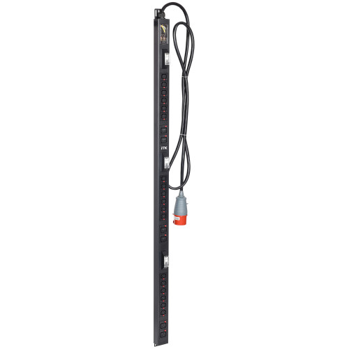 ITK BASE PDU вертикальный PV1113 38U 3 фазы 32А 18 розеток C13 + 6 розеток C19 кабель 3м вилка IEC60309 (промышленная)