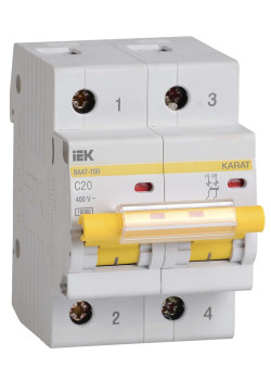 KARAT Автоматический выключатель ВА47-100 2P C 20А 10кА IEK