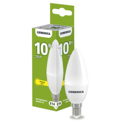 Лампа светодиодная C35 свеча 10Вт 230В 3000К E14 GENERICA
