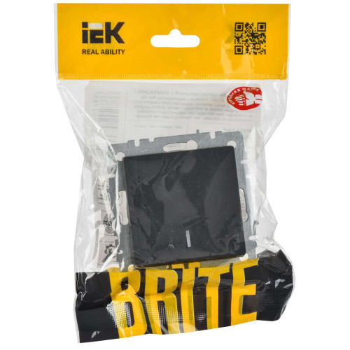 BRITE Выключатель 1-клавишный с индикацией 10А ВС10-1-1-БрГ графит IEK
