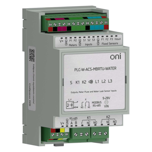 ПЛК W. Модуль учета водопотребления и контроля протечек Modbus RTU ONI