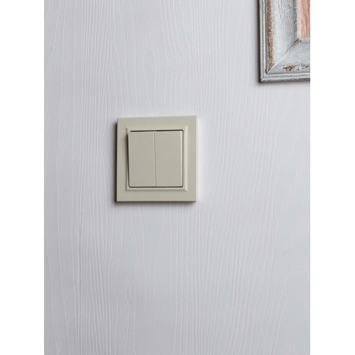 BRITE Выключатель 2-клавишный 10А в сборе ВСР10-2-0-БрКр бежевый IEK