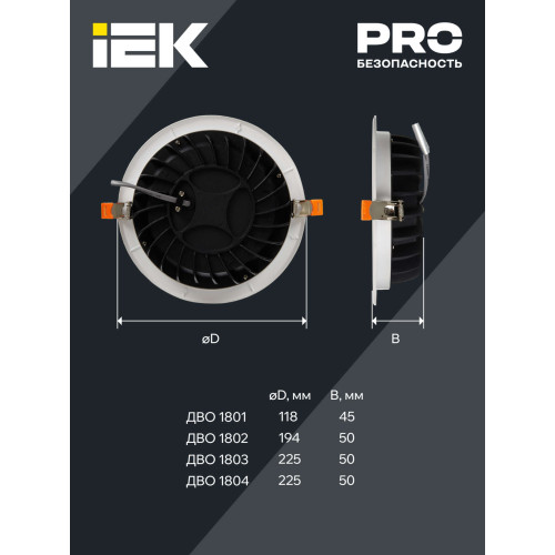Светильник светодиодный ДВО 1802 PRO круг 20Вт 4000K IP40 белый IEK