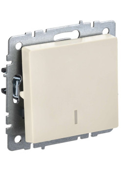 BRITE Выключатель 1-клавишный с индикацией 10А ВС10-1-1-БрКр бежевый IEK