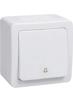 Выключатель 1-клавишный для открытой установки кнопочный ВСк20-1-0-ГПБ IP54 ГЕРМЕС PLUS (цвет клавиши: белый) IEK