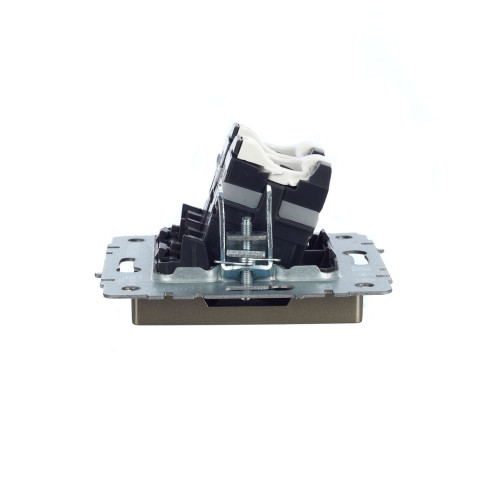 BRITE Розетка компьютерная двойная RJ45 кат.5E РК10-2-БрШ шампань IEK