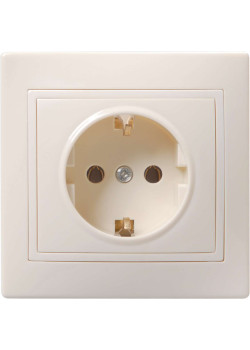 KVARTA Розетка 1-местная с заземлением с защитными шторками 16А РСш10-3-ККм кремовый IEK
