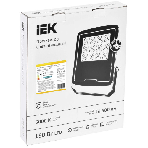 Прожектор светодиодный СДО 08-100 PRO 30град 5000К IP65 черный IEK