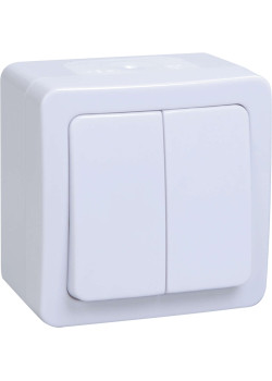 Выключатель 2-клавишный для открытой установки ВС20-2-0-ГПБ IP54 ГЕРМЕС PLUS (цвет клавиши: белый) IEK