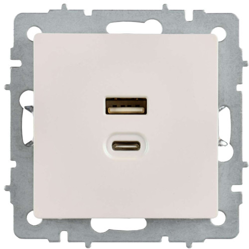 BRITE Розетка USB A+C 45Вт высокоскоростная зарядка РЮ11-2-БрЖ жемчуг IEK