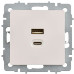 BRITE Розетка USB A+C 45Вт высокоскоростная зарядка РЮ11-2-БрЖ жемчуг IEK