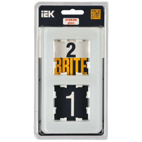 BRITE Рамка 2-местная РУ-2-2-Бр стекло белый RE IEK