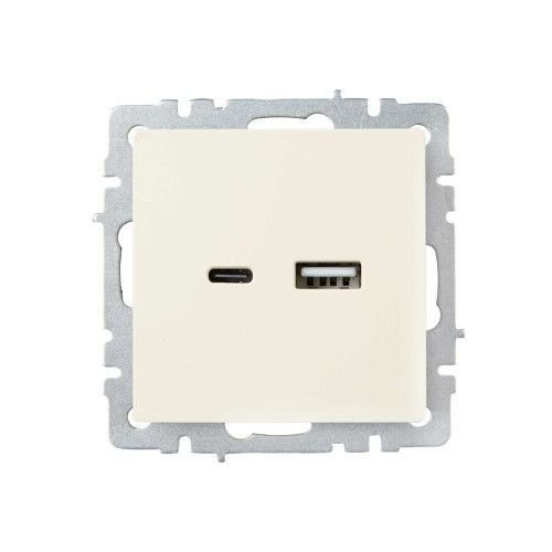 BRITE Розетка USB A+C 18Вт РЮ11-1-БрКр бежевый IEK