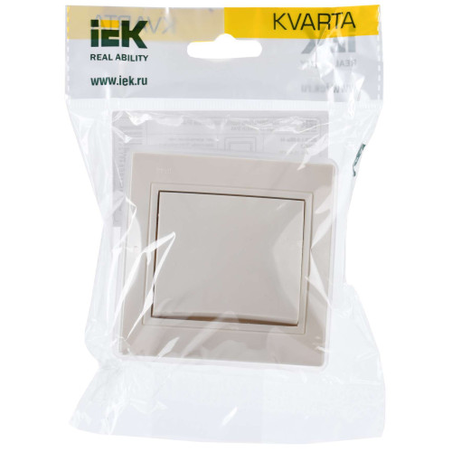 KVARTA Выключатель 1-клавишный 10А IP44 ВС10-1-0-ККм-44 кремовый IEK