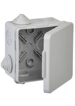 Коробка распаячная КМ для открытой проводки с откидной крышкой 80х80х50мм IP54 4 гермоввода (7035) GENERICA