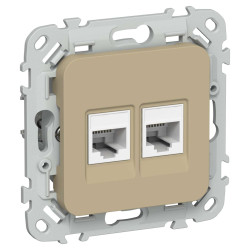 FLITE Розетка 2-местная RJ45/RJ11 категория 5Е/3 UTP РКТ5е/3-2-0-ФлХ хаки IEK
