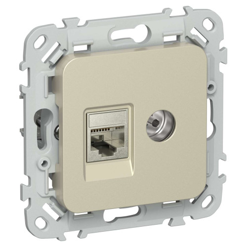 FLITE Розетка 2-местная RJ45/TV категория 5Е STP РКТВ5е-2-1-ФлШ шампань IEK