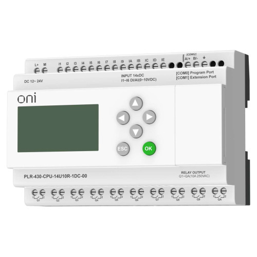 ПЛК 430 Модуль ЦПУ 8 DI 6 UI (0-10 В/DI) 10 RO 24В DC с экраном ONI