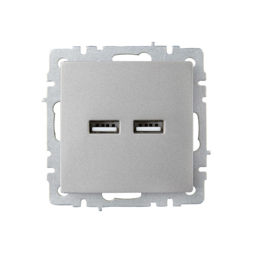BRITE Розетка USB A+A 5В 3,1А РЮ10-1-БрС сталь IEK