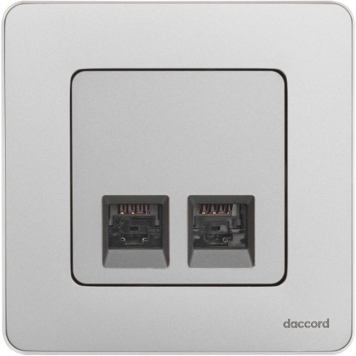 INSPIRIA Розетка компьютерная двойная RJ45 категория 5Е UTP алюминий