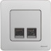 INSPIRIA Розетка компьютерная двойная RJ45 категория 5Е UTP алюминий
