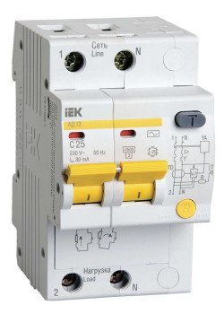 KARAT Дифференциальный автомат АД12 2P 25А 30мА тип AC IEK