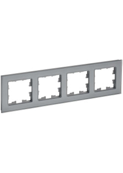 BRITE Рамка 4 -местная РУ-4-2-БрСе стекло серый IEK