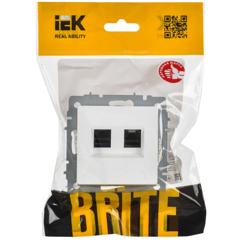 BRITE Розетка компьютерная двойная кат.5E RJ45 РК10-2-БрАБ арктический белый IEK