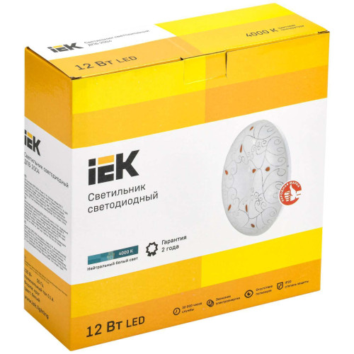 Светильник светодиодный ДПБ 2004 12Вт IP20 4000К круг белый IEK