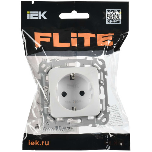 FLITE Розетка с заземлением с защитными шторками безвинтовое крепление 16А РСш11-1-ФлЖ жемчуг IEK