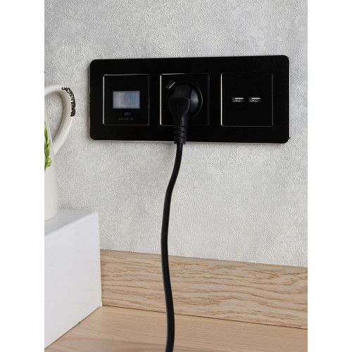 BRITE Розетка USB A+A 5В 3,1А РЮ10-1-БрЧ черный IEK