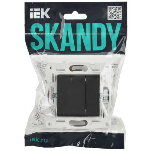 SKANDY Выключатель 3-клавишный 10А SK-V11G графит IEK