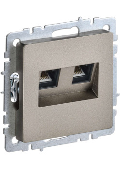 BRITE Розетка компьютерная двойная RJ45 кат.5E РК10-2-БрШ шампань IEK