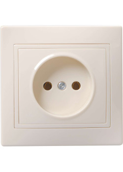 KVARTA Розетка 1-местная без заземления без защитных шторок 10А кер. РС10-2-Км кремовый IEK
